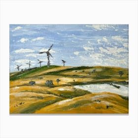 Windmills oil painting Canvas Print