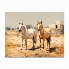 Horses Painting In Rajasthan, India, Landscape 2 Canvas Print