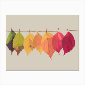 Falling for Fall -mAutumn Leaves Hanging On A Line Canvas Print