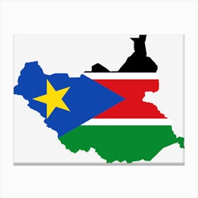 South Sudan Flag Map Geography Canvas Print