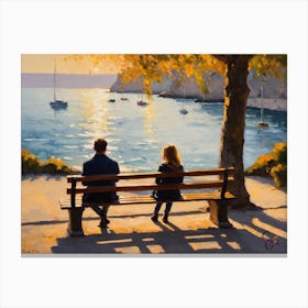 Sunset On The Bench 1 Canvas Print