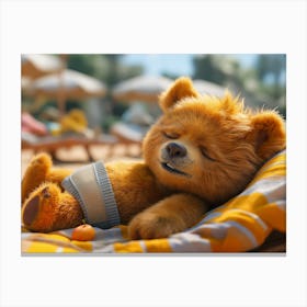 Teddy Bear sunbathing Canvas Print