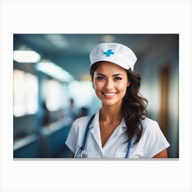 Portrait Of Pretty Smiling Nurse 4 Canvas Print