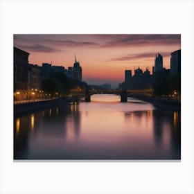 Sunset Over The River Canvas Print