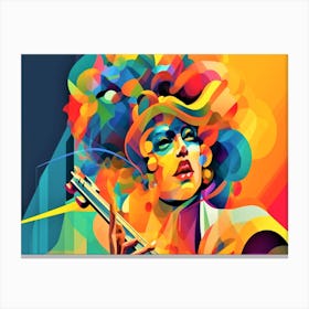 Musical Fancy - Colorful Woman With A Guitar Canvas Print