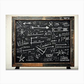 Blackboard With Abstract Graphics And Arrows Hand Drawn Lines Creating Realistic Textures Designs (4) Canvas Print