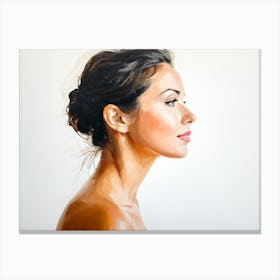 Side Profile Of Beautiful Woman Oil Painting 23 Canvas Print
