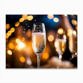 Champagne Glasses On A Table Canvas Print