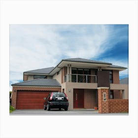 House With Car Parked In Front Canvas Print