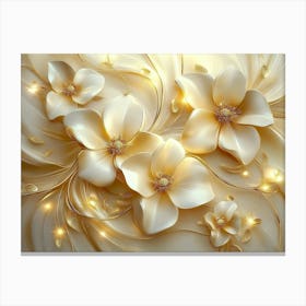 Wallpaper Gold Flowers Canvas Print