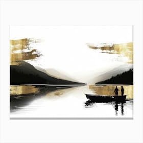 Two People In A Boat Canvas Print