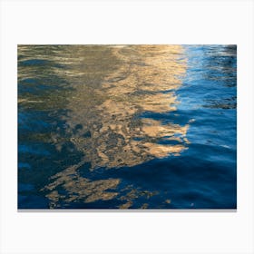 Golden-yellow reflections in blue sea water 2 Canvas Print