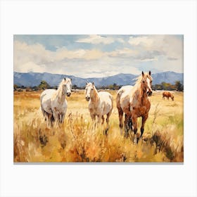 Horses Painting In Chile, Landscape 4 Canvas Print