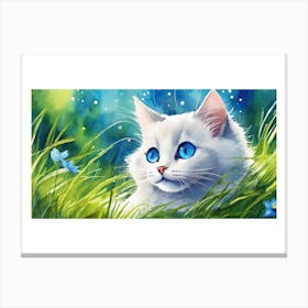 White Cat With Blue Eyes Canvas Print