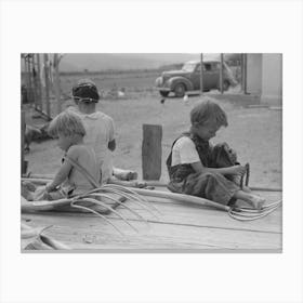 Untitled Photo, Possibly Related To Children Of Spanish American Farm Family Playing On Wagon, Taos County 1 Canvas Print