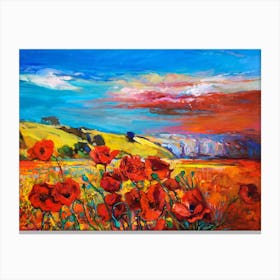 Poppies In The Field Canvas Print