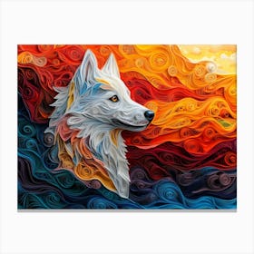 Samoyed Paper Quilling Dog Portrait Canvas Print