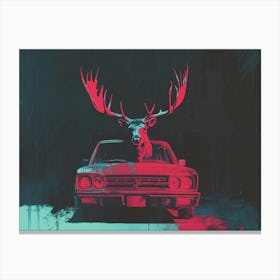 Deer in a Car Canvas Print