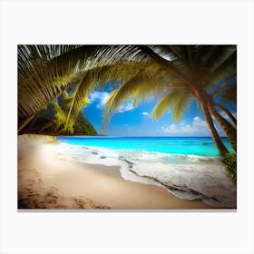 Beach With Palm Trees 4 Canvas Print