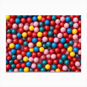 Colorful Plastic Balls On Pink Background 1 Canvas Print