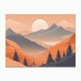 Misty mountains horizontal background in orange tone 146 Canvas Print