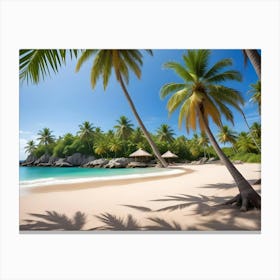 Palm Trees On The Beach Canvas Print