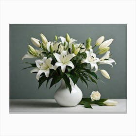 White Lilies paintings art print 1 Canvas Print