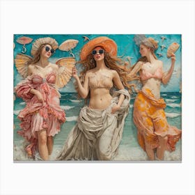 Venus in Beachside Bliss: Botticelli's Modern Revival Canvas Print