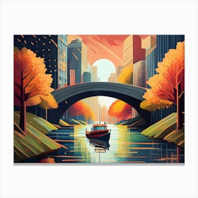 Boat In The City Canvas Print