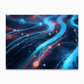 Abstract Blue And Orange Glowing Lines Canvas Print