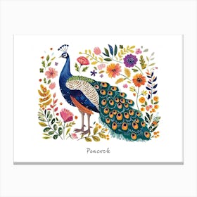 Little Floral Peacock 1 Poster Canvas Print