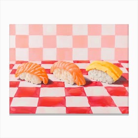 Sushi Pink Checkerboard 2 Canvas Print