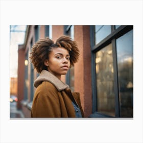 Portrait Of A Young Black Woman in NY Canvas Print