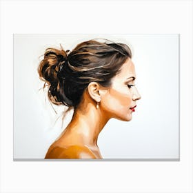 Side Profile Of Beautiful Woman Oil Painting 61 Canvas Print