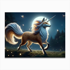 Magical Unicorn-Fox Fantasy Canvas Print