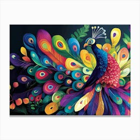 Colorful Peacock 6 Canvas Print