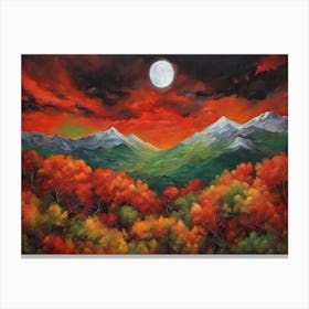 Full Moon Over The Mountains Canvas Print