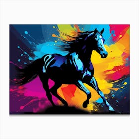 Modern Horse Art, Black Horse portrait, 105 Canvas Print