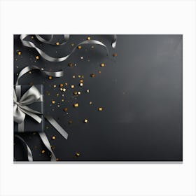 Gift Box On Black Background Canvas Print