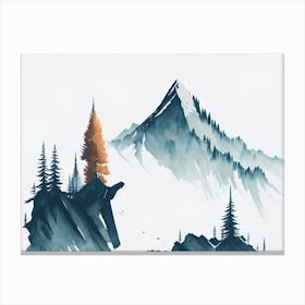 Mountain And Forest In Minimalist Watercolor Horizontal Composition 193 Canvas Print