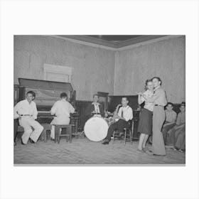 Orchestra And Dancers At Payday Dance, Mogollon, New Mexico By Russell Lee Canvas Print