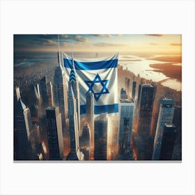 Israeli Flag In The Sky Canvas Print