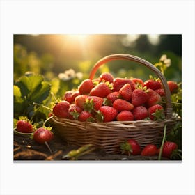 Basket Of Strawberries 10 Canvas Print