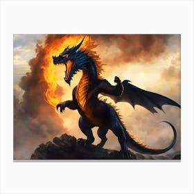 Dragon In Flames 1 Canvas Print