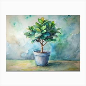 Watercolor Of A Potted Plant 1 Canvas Print