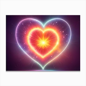 A Colorful Glowing Heart On A Dark Background Horizontal Composition 29 Canvas Print