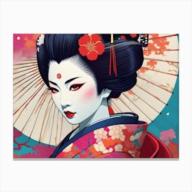 The Geisha Under The Parasol Canvas Print