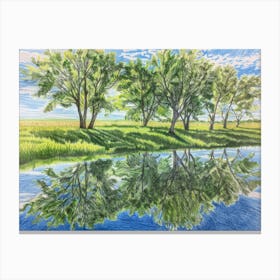 Trees Reflected In A Pond Canvas Print