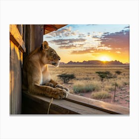 Lion At Sunset Canvas Print