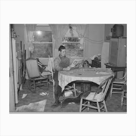 Kitchen Of Perry Warner, Small Farmer In Tehama County, California, He Is A Fsa (Farm Security Administration) Client And Canvas Print